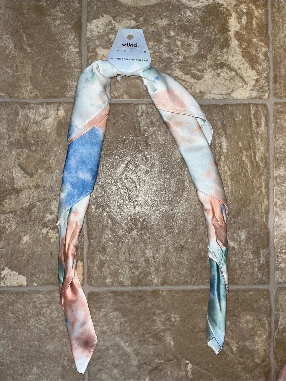 NWT scunci Pastel Tie-Dye  Hair Scarf/Headband - Blue, Pink, Cream, Green